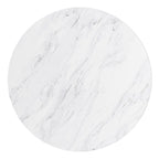 Clihome Round Marble Top Metal Dining Table