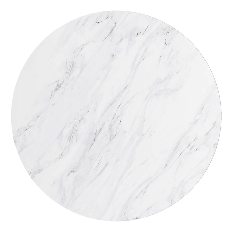 Clihome Round Marble Top Metal Dining Table