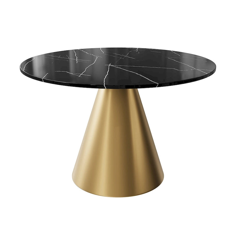 Clihome Round Marble Top Metal Dining Table