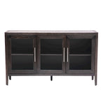 Wood Storage Cabinet with Three tempered glass doors