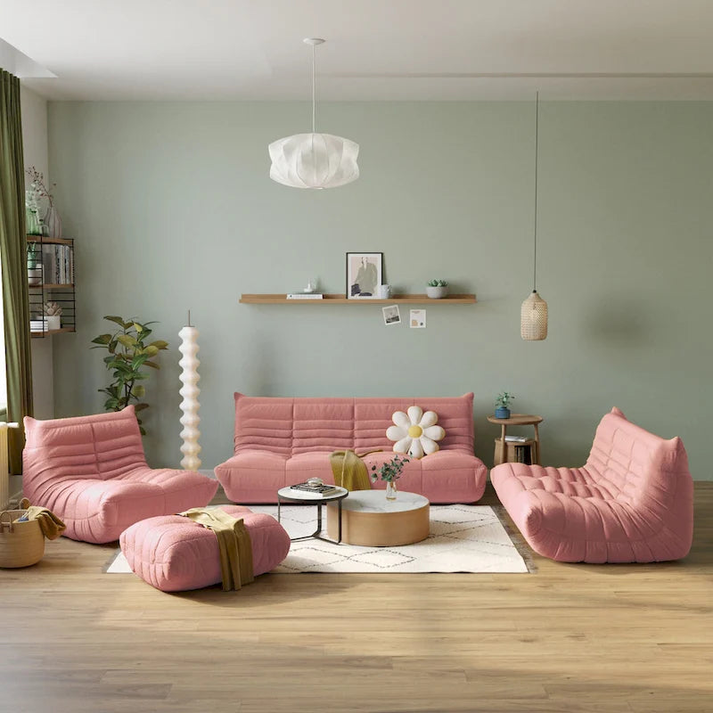 Feature Lazy Sofa Teddy Fabric Couch Living Room Sofa Bean Bag Chair