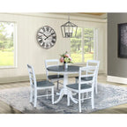 International Concepts Solid Wood 36 Round Pedestal Dining Table with 4 Madrid Ladderback Chairs