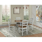 International Concepts Solid Wood 36 Round Pedestal Dining Table with 4 Madrid Ladderback Chairs