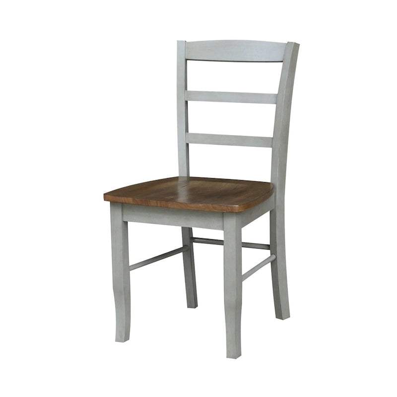 International Concepts Solid Wood 36 Round Pedestal Dining Table with 4 Madrid Ladderback Chairs