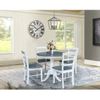 International Concepts Solid Wood 36 Round Pedestal Dining Table with 4 Madrid Ladderback Chairs