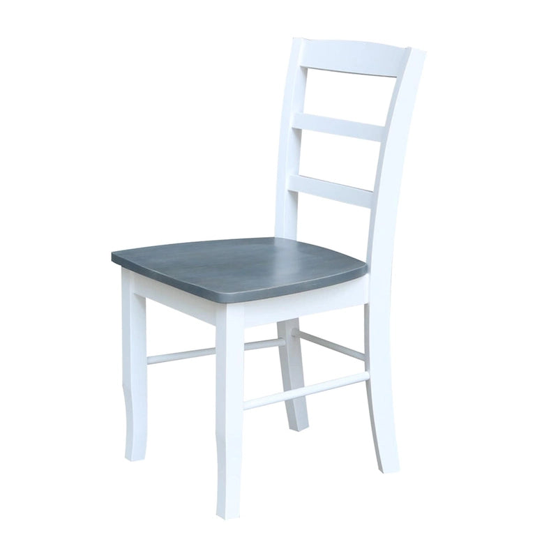 International Concepts Solid Wood 36 Round Pedestal Dining Table with 4 Madrid Ladderback Chairs