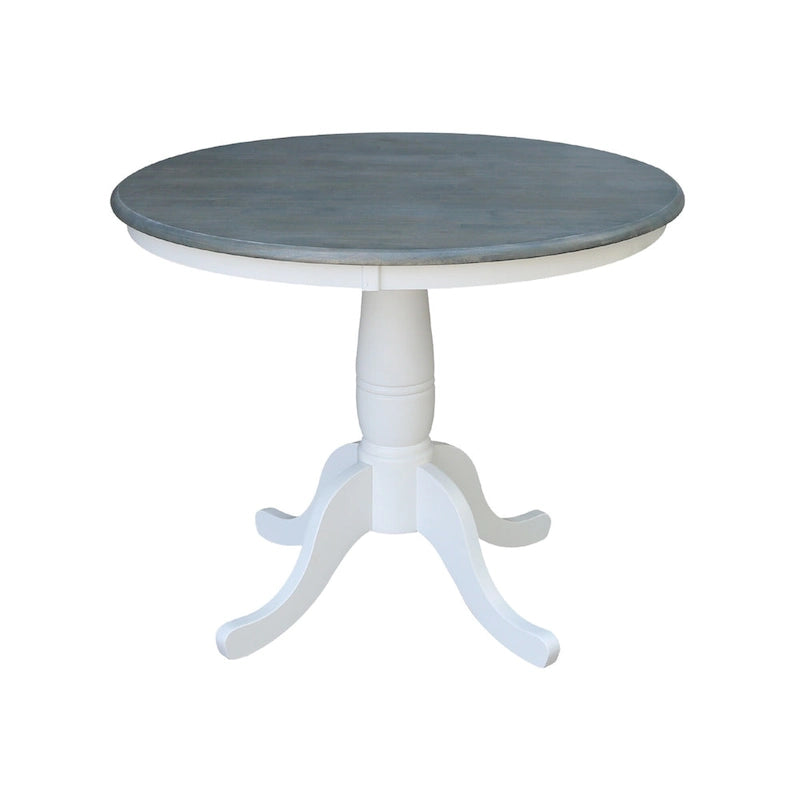 International Concepts Solid Wood 36 Round Pedestal Dining Table with 4 Madrid Ladderback Chairs