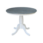 International Concepts Solid Wood 36 Round Pedestal Dining Table with 4 Madrid Ladderback Chairs