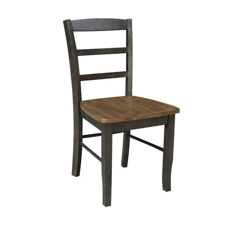 International Concepts Solid Wood 36 Round Pedestal Dining Table with 4 Madrid Ladderback Chairs