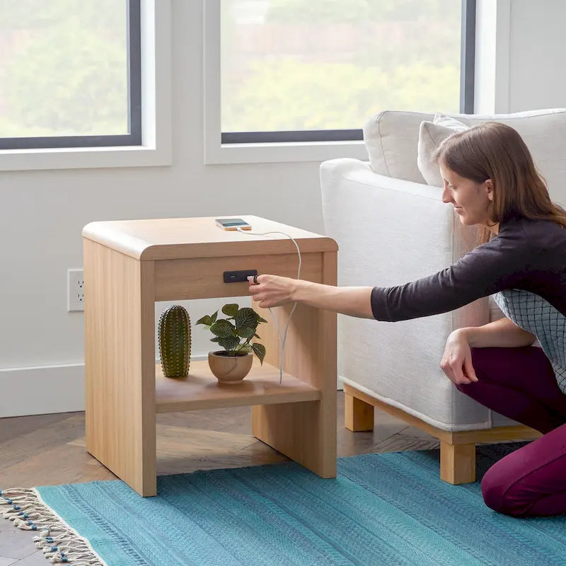 Brookside Reyna Modern Wood End Table with Rounded Corners