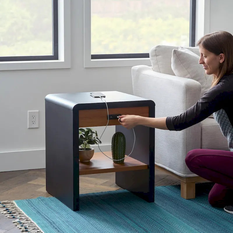 Brookside Reyna Modern Wood End Table with Rounded Corners