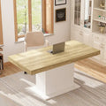 Extendable Dining Room Table Wood Finish Top Computer(Black/White)