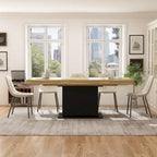 Extendable Dining Room Table Wood Finish Top Computer(Black/White)