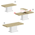 Extendable Dining Room Table Wood Finish Top Computer(Black/White)
