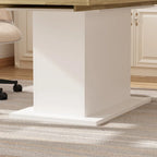 Extendable Dining Room Table Wood Finish Top Computer(Black/White)