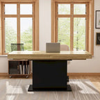 Extendable Dining Room Table Wood Finish Top Computer(Black/White)