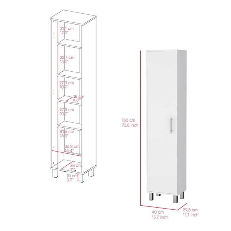 Laska 71 Tall 5-Shelves Storage Cabinet Broom Closet - N/A