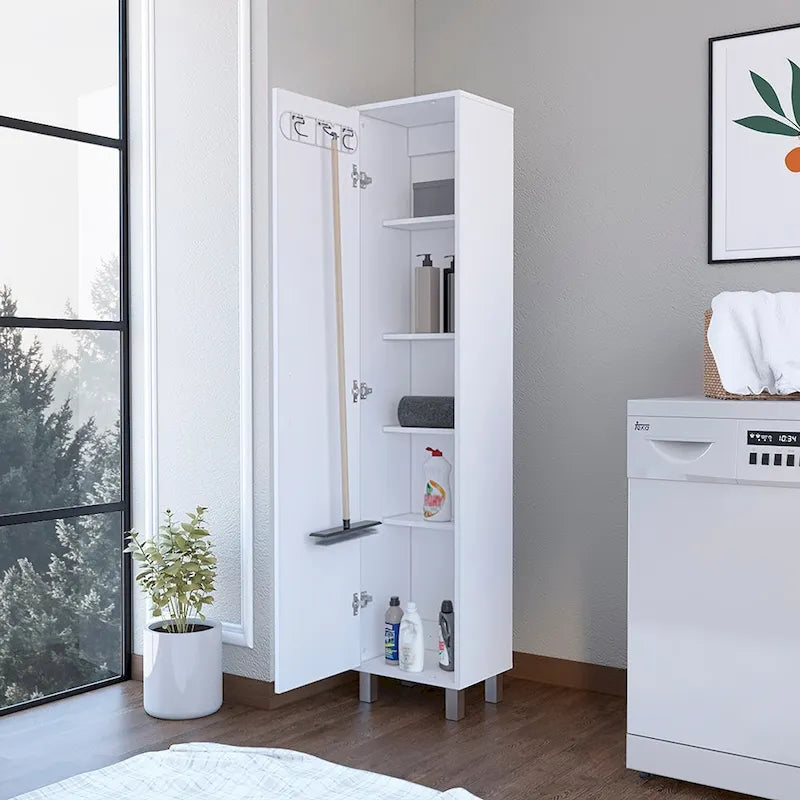 Laska 71 Tall 5-Shelves Storage Cabinet Broom Closet - N/A