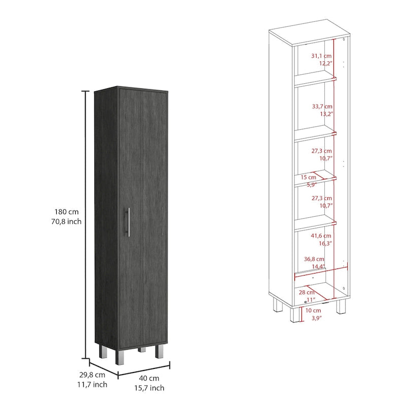 Laska 71 Tall 5-Shelves Storage Cabinet Broom Closet - N/A