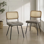 Art Leon Cane Back Faux Leather Accent Dining Chair (Set of 2)