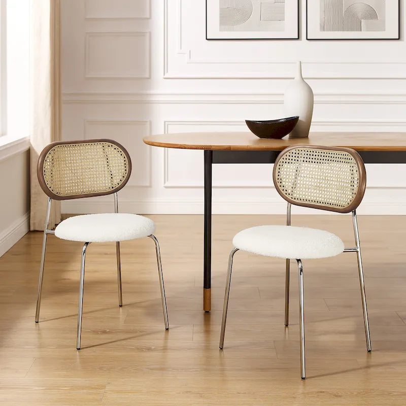 Art Leon Cane Back Faux Leather Accent Dining Chair (Set of 2)