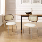 Art Leon Cane Back Faux Leather Accent Dining Chair (Set of 2)