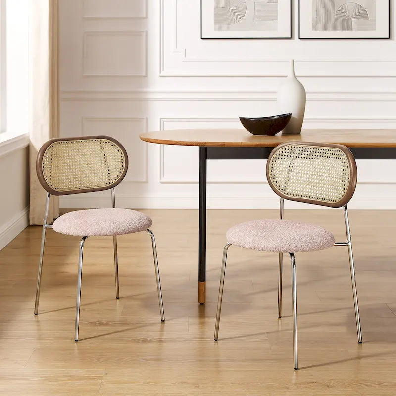 Art Leon Cane Back Faux Leather Accent Dining Chair (Set of 2)