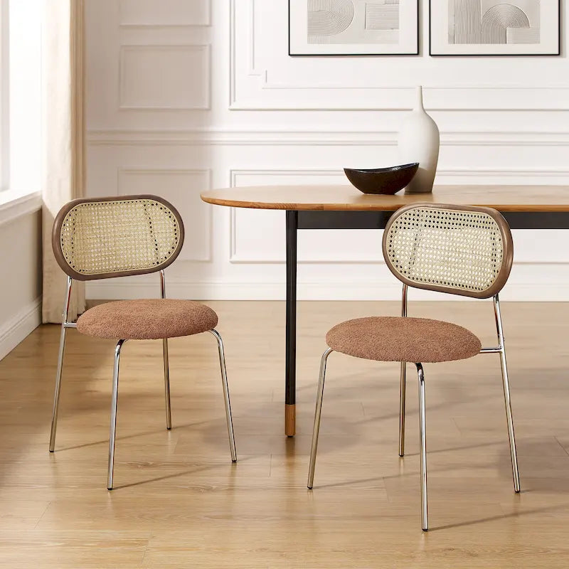 Art Leon Cane Back Faux Leather Accent Dining Chair (Set of 2)