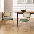 Art Leon Cane Back Faux Leather Accent Dining Chair (Set of 2)