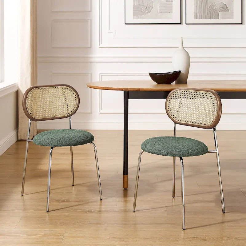 Art Leon Cane Back Faux Leather Accent Dining Chair (Set of 2)