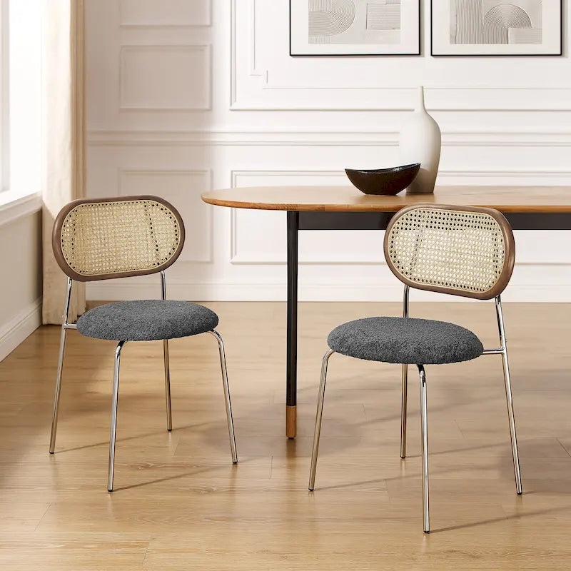 Art Leon Cane Back Faux Leather Accent Dining Chair (Set of 2)