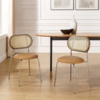 Art Leon Cane Back Faux Leather Accent Dining Chair (Set of 2)