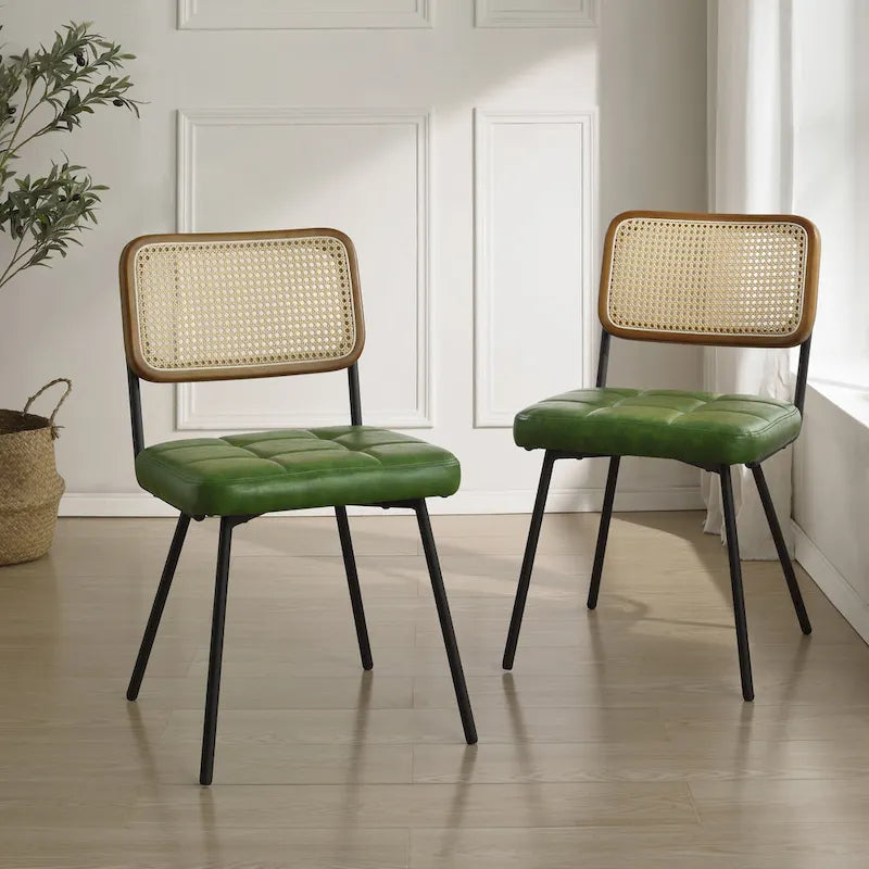 Art Leon Cane Back Faux Leather Accent Dining Chair (Set of 2)