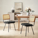 Art Leon Cane Back Faux Leather Accent Dining Chair (Set of 2)