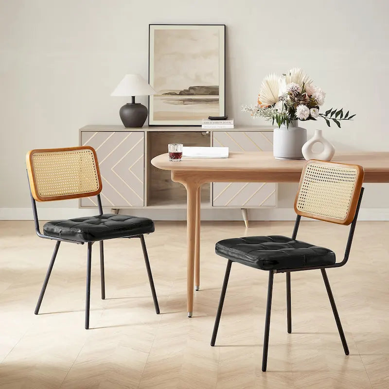 Art Leon Cane Back Faux Leather Accent Dining Chair (Set of 2)