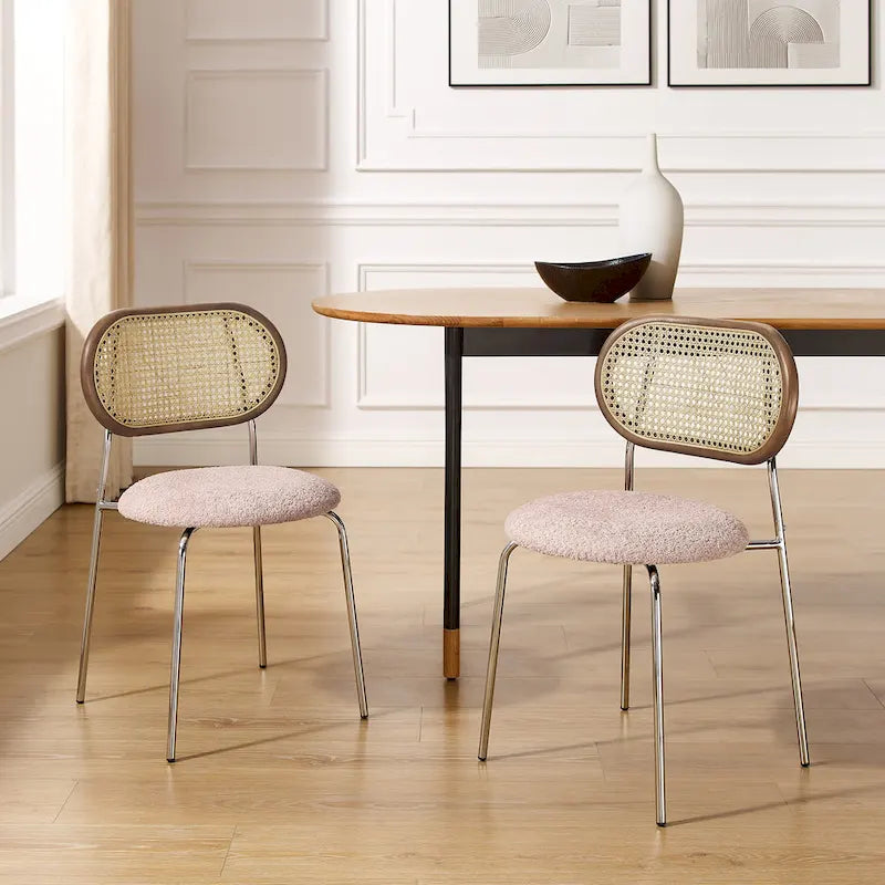 Art Leon Cane Back Faux Leather Accent Dining Chair (Set of 2)