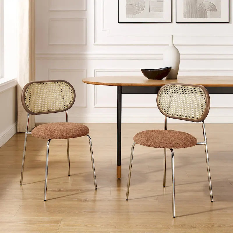 Art Leon Cane Back Faux Leather Accent Dining Chair (Set of 2)