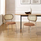 Art Leon Cane Back Faux Leather Accent Dining Chair (Set of 2)