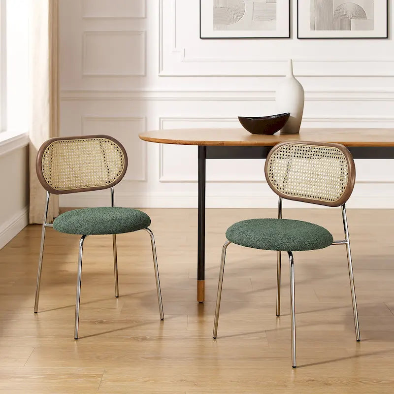Art Leon Cane Back Faux Leather Accent Dining Chair (Set of 2)