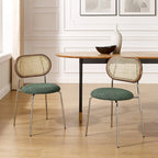 Art Leon Cane Back Faux Leather Accent Dining Chair (Set of 2)