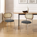 Art Leon Cane Back Faux Leather Accent Dining Chair (Set of 2)