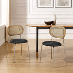 Art Leon Cane Back Faux Leather Accent Dining Chair (Set of 2)