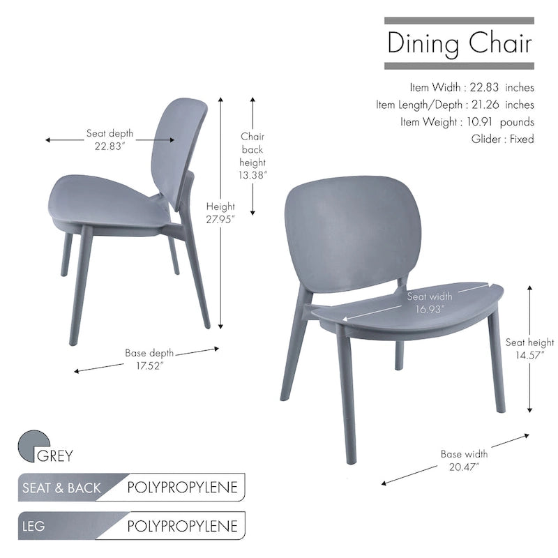 Porthos Home Dani Plastic Dining Chairs Set of 2, Indoors And Outdoors