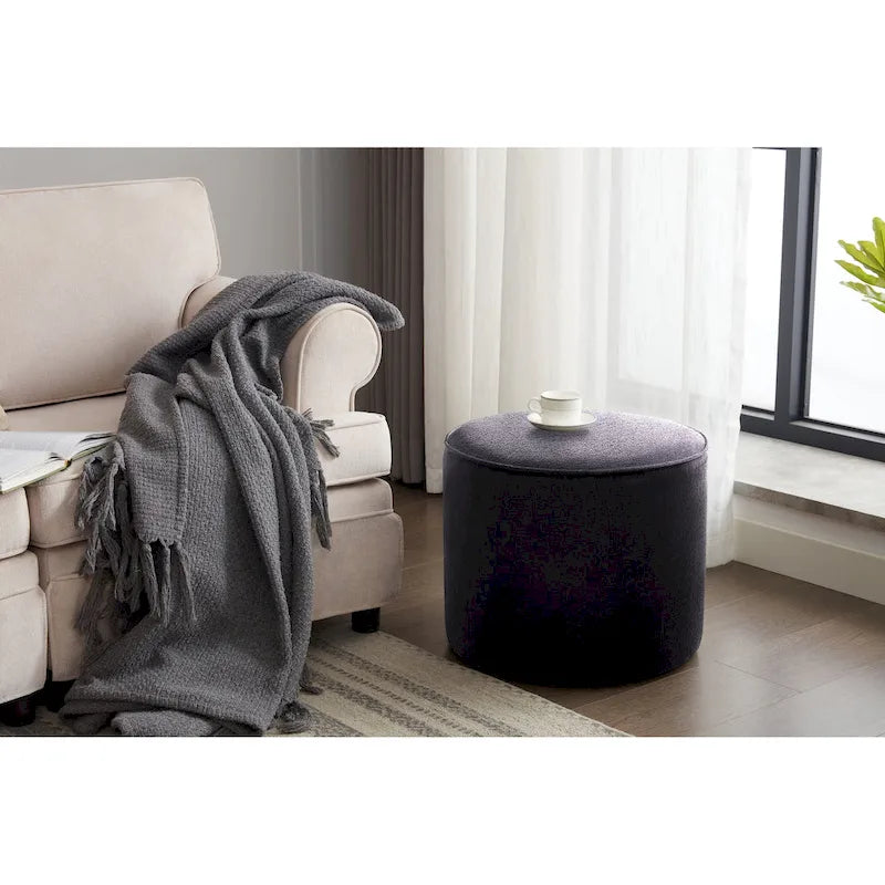 Porthos Home Belia Boucle Fabric Round Ottoman Coffee Table