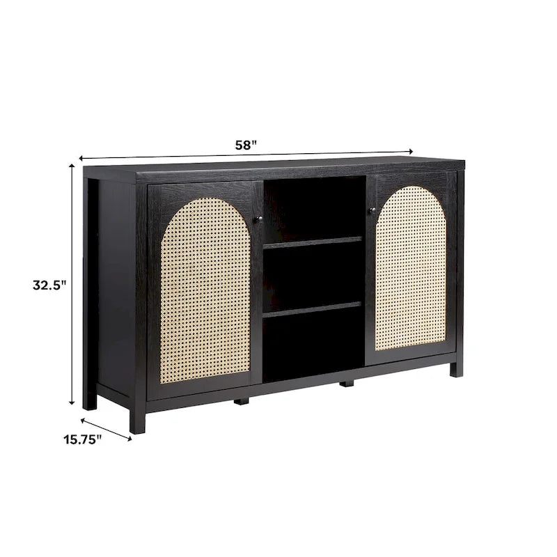 Middlebrook Designs 2-Door 58 inch Sideboard with Arched Rattan Panels
