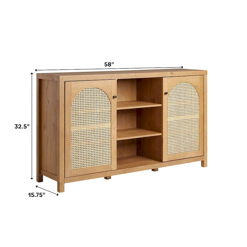 Middlebrook Designs 2-Door 58 inch Sideboard with Arched Rattan Panels