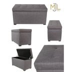 Angela 8 Button Tufted Beige Storage Trunk - Bench