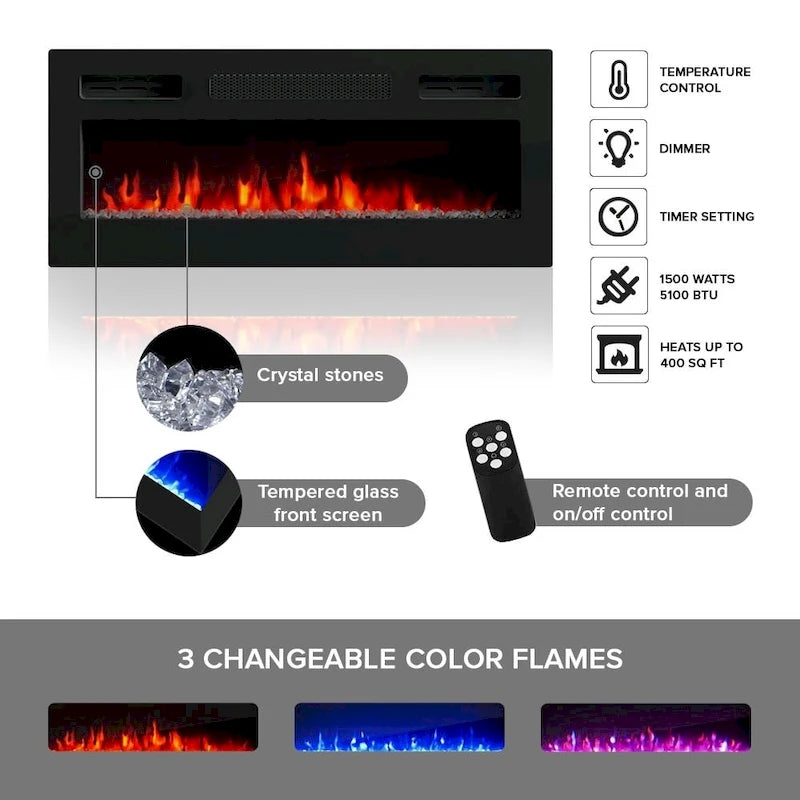 Soleo BL-EF Electric Fireplace 79 TV Stand