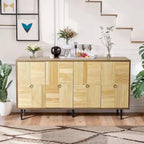 4-Door Cabinet with Carved Effect Decoration Doors