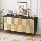 4-Door Cabinet with Carved Effect Decoration Doors